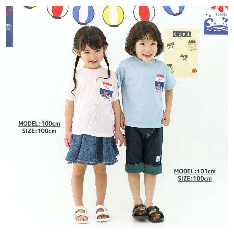 Japanese children's clothing ZOOMIC cool touch summer festival celebration mesh T-shirt 80-130cm boys/girls summer TOPS other brand children's clothing