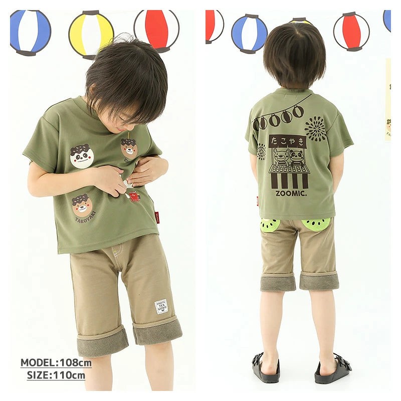Japanese children's clothing ZOOMIC cool touch summer festival celebration mesh T-shirt 80-130cm boys/girls summer TOPS other brand children's clothing