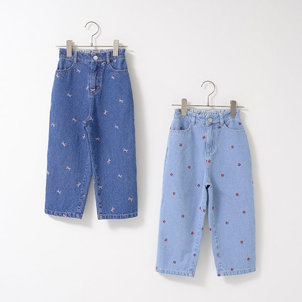 Japanese children's clothing Ly# mine embroidered denim pants 100-150cm girls spring and summer PANTS