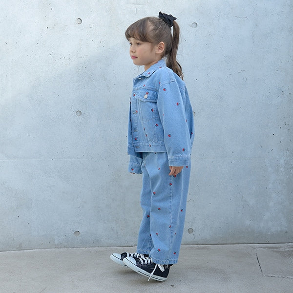 Japanese children's clothing Ly# mine embroidered denim pants 100-150cm girls spring and summer PANTS