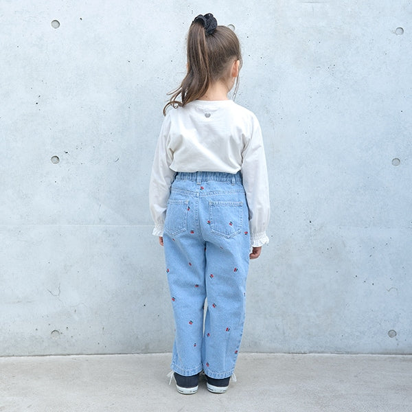 Japanese children's clothing Ly# mine embroidered denim pants 100-150cm girls spring and summer PANTS