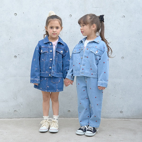 Japanese children's clothing Ly# mine embroidered denim pants 100-150cm girls spring and summer PANTS