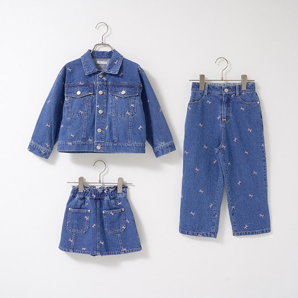 Japanese children's clothing Ly# mine embroidered denim pants 100-150cm girls spring and summer PANTS