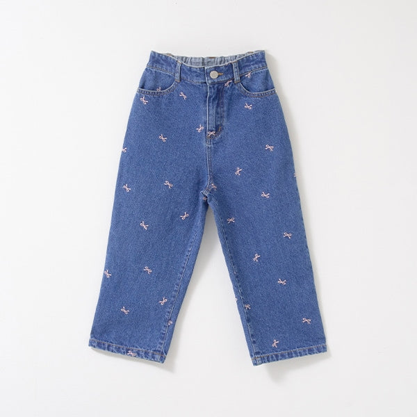 Japanese children's clothing Ly# mine embroidered denim pants 100-150cm girls spring and summer PANTS