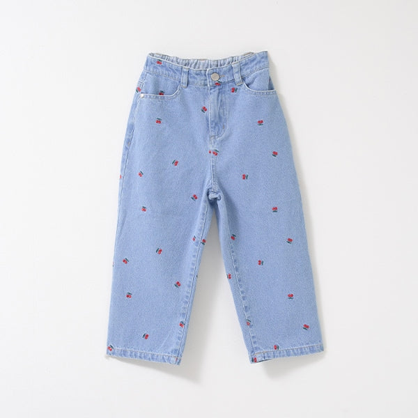 Japanese children's clothing Ly# mine embroidered denim pants 100-150cm girls spring and summer PANTS