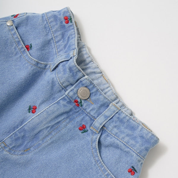 Japanese children's clothing Ly# mine embroidered denim pants 100-150cm girls spring and summer PANTS