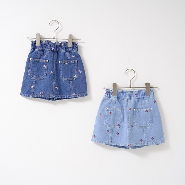 Japanese children's clothing Ly# mine embroidered denim skirt pants 100-150cm girls spring and summer PANTS