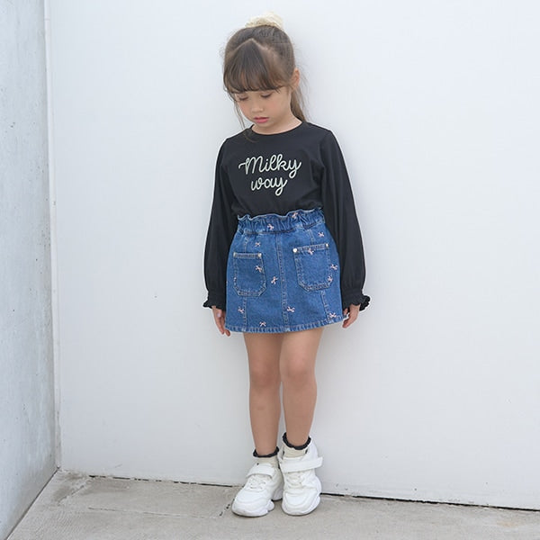 Japanese children's clothing Ly# mine embroidered denim skirt pants 100-150cm girls spring and summer PANTS