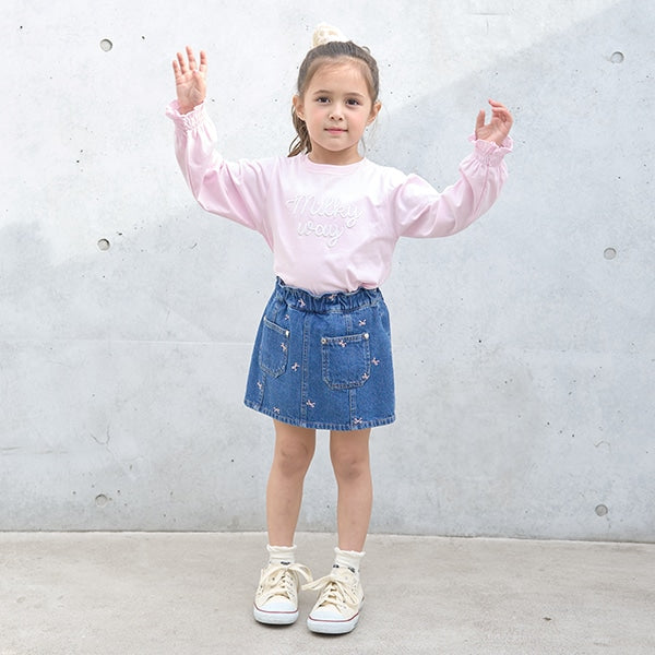 Japanese children's clothing Ly# mine embroidered denim skirt pants 100-150cm girls spring and summer PANTS