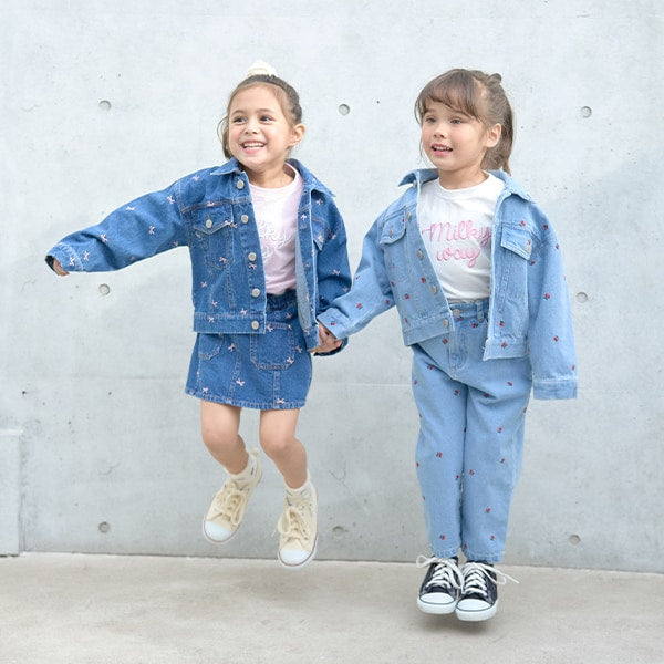 Japanese children's clothing Ly# mine embroidered denim skirt pants 100-150cm girls spring and summer PANTS