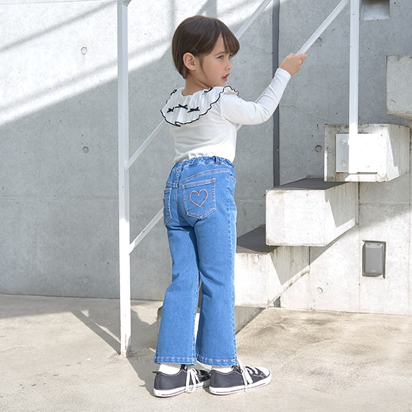 Japanese children's clothing Ly# mine flared jeans 100-150cm girls spring and summer PANTS