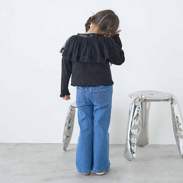 Japanese children's clothing Ly# mine flared jeans 100-150cm girls spring and summer PANTS