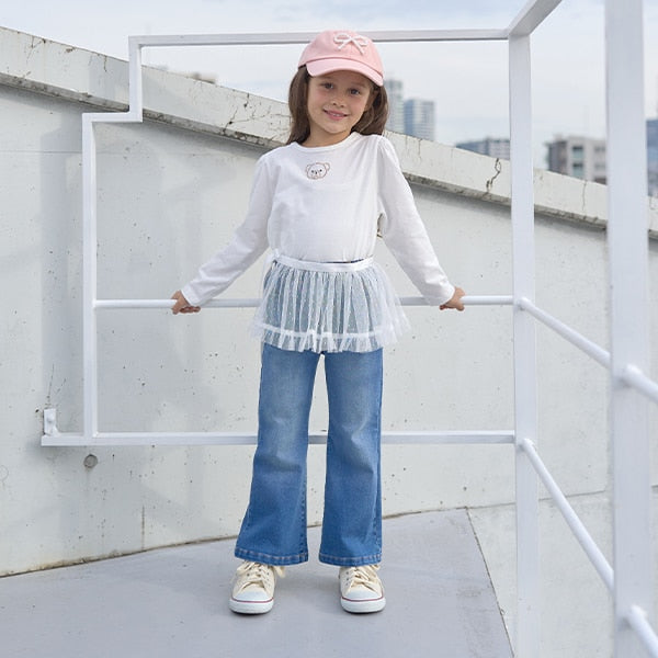 Japanese children's clothing Ly# mine flared jeans 100-150cm girls spring and summer PANTS