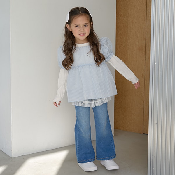 Japanese children's clothing Ly# mine 2Way tulle accessories girls' spring and summer TOPS SKIRTS