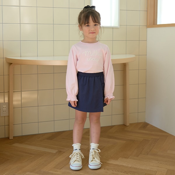 Japanese children's clothing Ly# mine puff sleeve embroidered letter top 100-150cm girls spring and summer TOPS