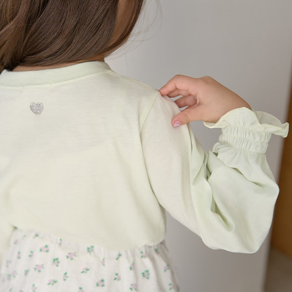 Japanese children's clothing Ly# mine puff sleeve embroidered letter top 100-150cm girls spring and summer TOPS