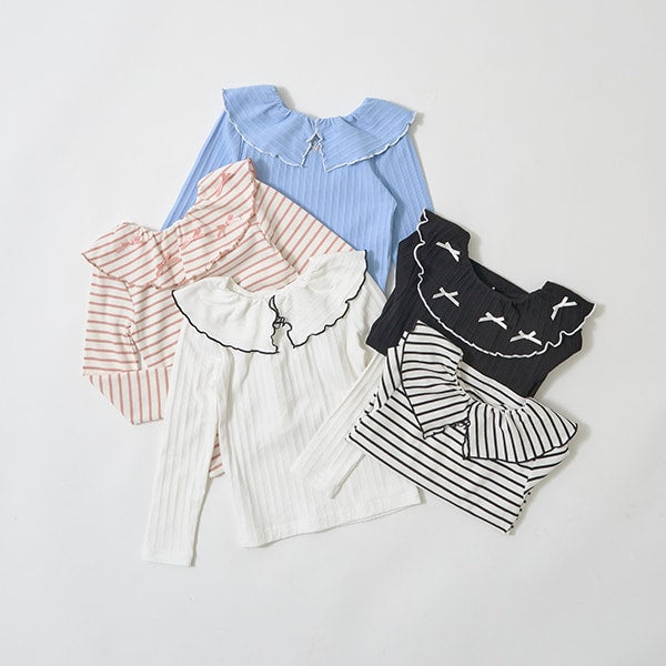 Japanese children's clothing Ly# mine 2Way front and back two-piece lotus leaf collar top 100-150cm girls spring and summer TOPS