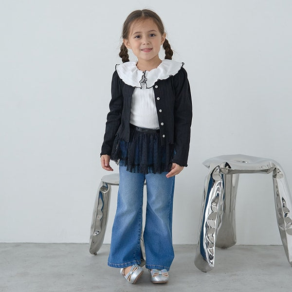 Japanese children's clothing Ly# mine 2Way front and back two-piece lotus leaf collar top 100-150cm girls spring and summer TOPS