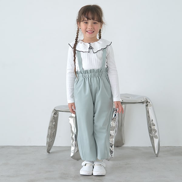 Japanese children's clothing Ly# mine 2Way front and back two-piece lotus leaf collar top 100-150cm girls spring and summer TOPS