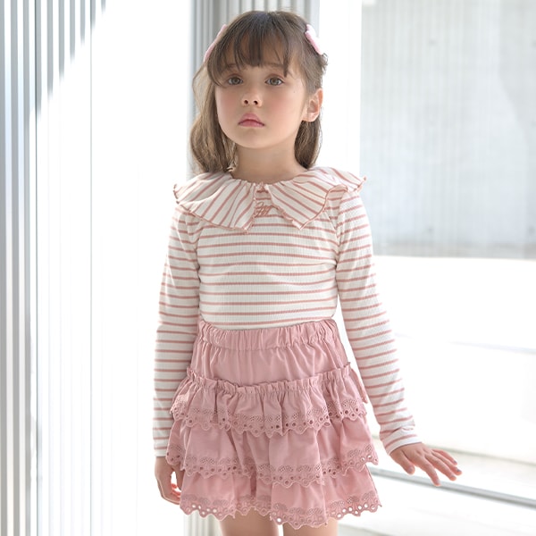 Japanese children's clothing Ly# mine 2Way front and back two-piece lotus leaf collar top 100-150cm girls spring and summer TOPS