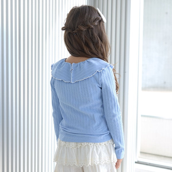 Japanese children's clothing Ly# mine 2Way front and back two-piece lotus leaf collar top 100-150cm girls spring and summer TOPS