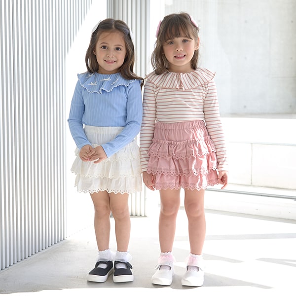 Japanese children's clothing Ly# mine 2Way front and back two-piece lotus leaf collar top 100-150cm girls spring and summer TOPS