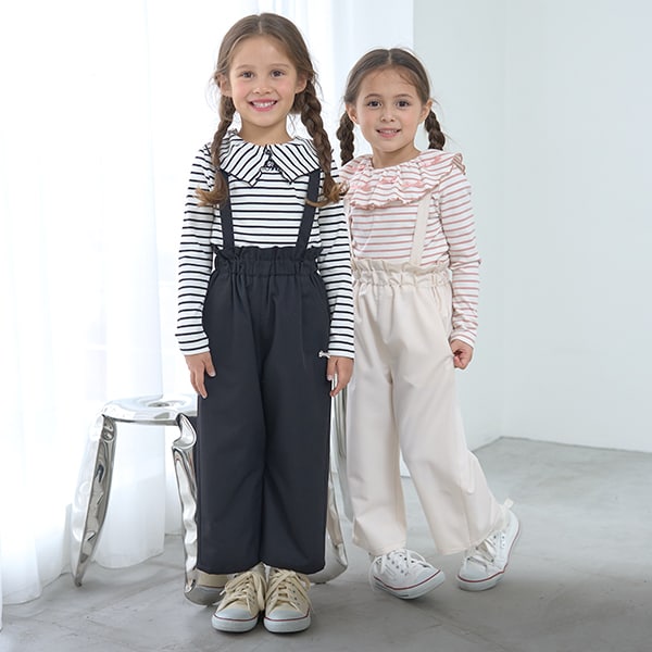 Japanese children's clothing Ly# mine 2Way front and back two-piece lotus leaf collar top 100-150cm girls spring and summer TOPS
