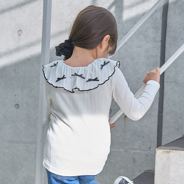 Japanese children's clothing Ly# mine 2Way front and back two-piece lotus leaf collar top 100-150cm girls spring and summer TOPS