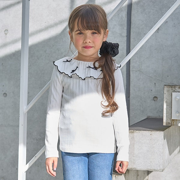 Japanese children's clothing Ly# mine 2Way front and back two-piece lotus leaf collar top 100-150cm girls spring and summer TOPS