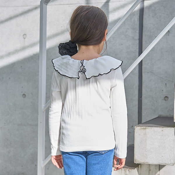 Japanese children's clothing Ly# mine 2Way front and back two-piece lotus leaf collar top 100-150cm girls spring and summer TOPS