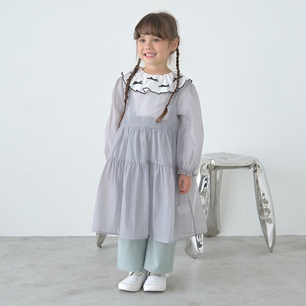 Japanese children's clothing Ly# mine 2Way front and back two-piece lotus leaf collar top 100-150cm girls spring and summer TOPS