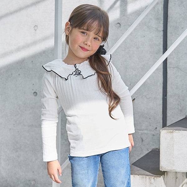 Japanese children's clothing Ly# mine 2Way front and back two-piece lotus leaf collar top 100-150cm girls spring and summer TOPS