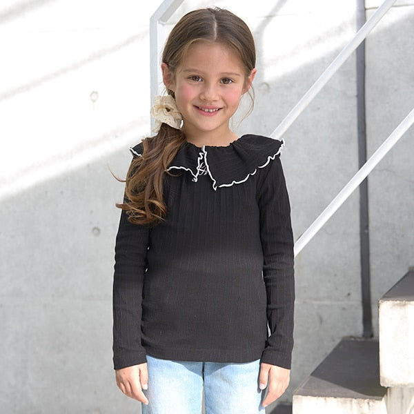 Japanese children's clothing Ly# mine 2Way front and back two-piece lotus leaf collar top 100-150cm girls spring and summer TOPS
