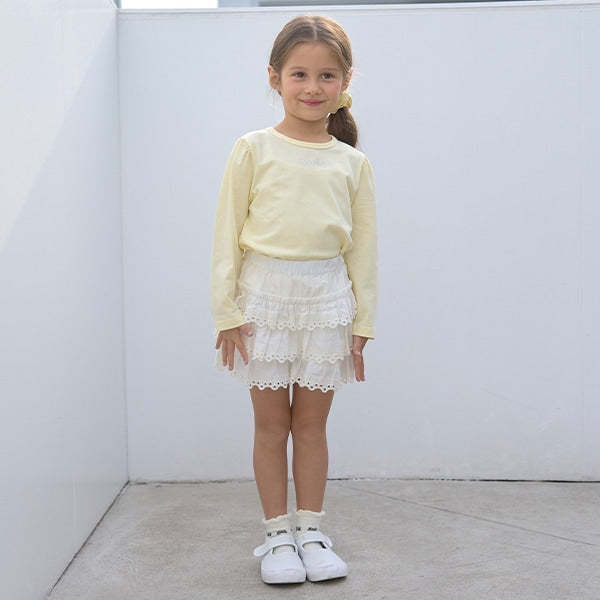 Japanese children's clothing Ly# mine color matching rhinestone puff sleeve top 100-150cm girls spring and summer TOPS