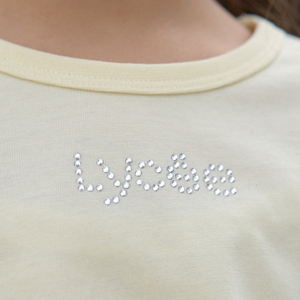 Japanese children's clothing Ly# mine color matching rhinestone puff sleeve top 100-150cm girls spring and summer TOPS