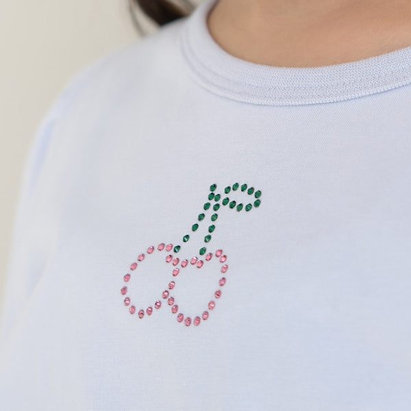 Japanese children's clothing Ly# mine color matching rhinestone puff sleeve top 100-150cm girls spring and summer TOPS