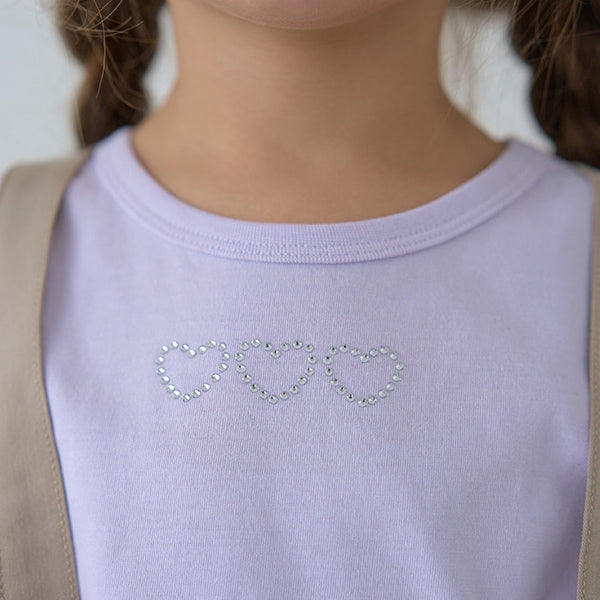 Japanese children's clothing Ly# mine color matching rhinestone puff sleeve top 100-150cm girls spring and summer TOPS