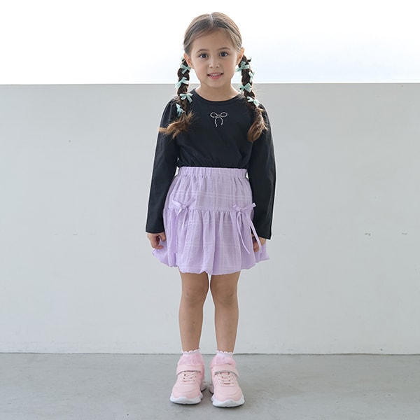 Japanese children's clothing Ly# mine color matching rhinestone puff sleeve top 100-150cm girls spring and summer TOPS