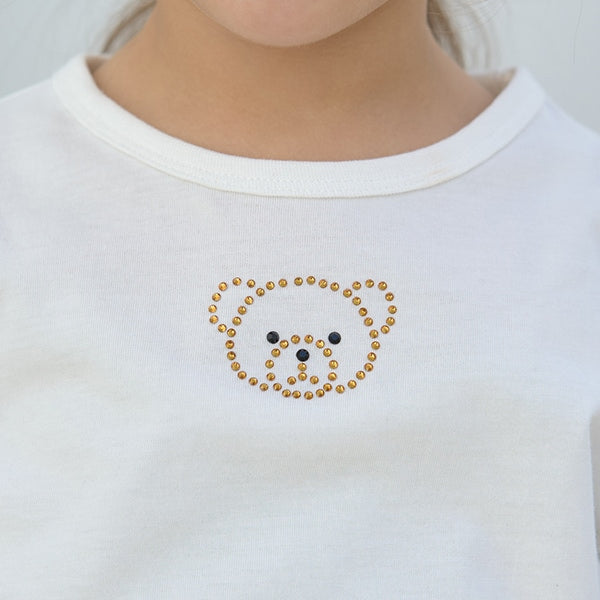 Japanese children's clothing Ly# mine color matching rhinestone puff sleeve top 100-150cm girls spring and summer TOPS