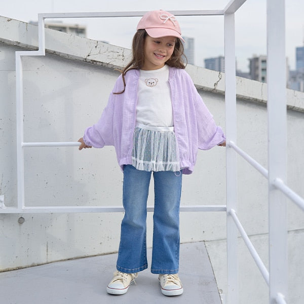 Japanese children's clothing Ly# mine color matching rhinestone puff sleeve top 100-150cm girls spring and summer TOPS