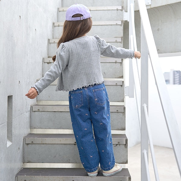 Japanese children's clothing Ly# mine knitted jacket 100-150cm girls spring and summer OUTERWEAR
