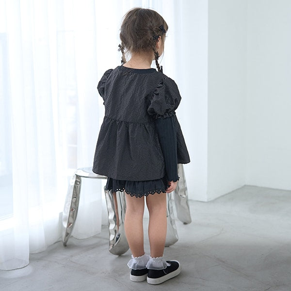 Japanese children's clothing Ly# mine fake two-piece puff sleeve top 100-150cm girls spring and summer TOPS