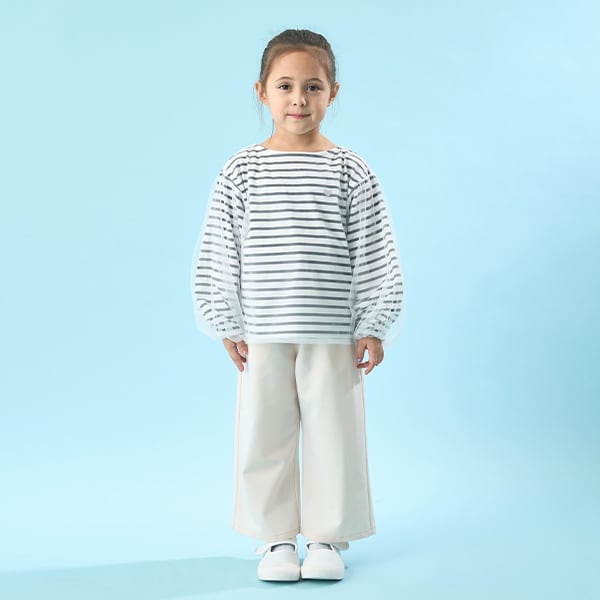 Japanese children's clothing Ly# mine mesh sleeve top 100-150cm girls spring and summer TOPS
