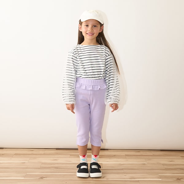 Japanese children's clothing Ly# mine mesh sleeve top 100-150cm girls spring and summer TOPS