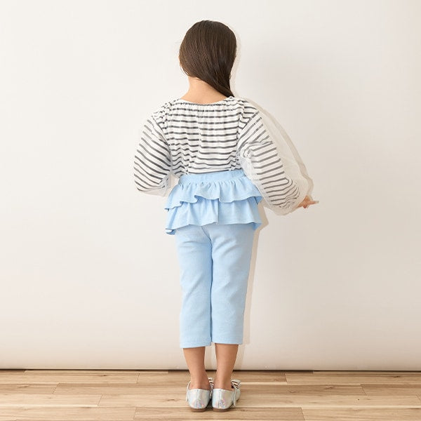 Japanese children's clothing Ly# mine mesh sleeve top 100-150cm girls spring and summer TOPS