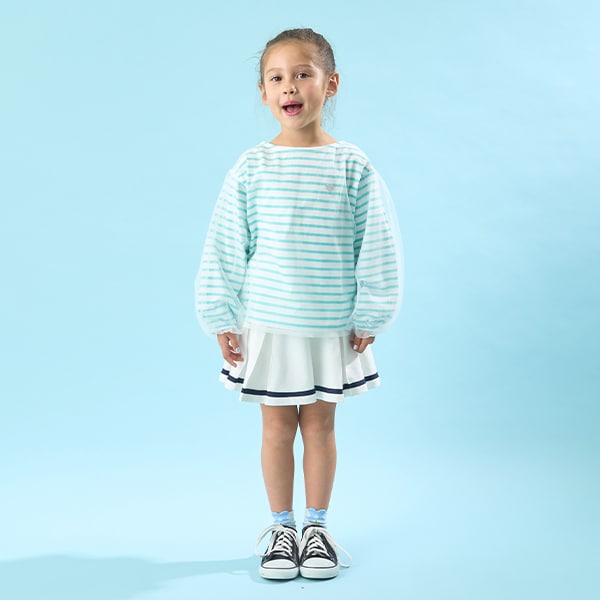 Japanese children's clothing Ly# mine mesh sleeve top 100-150cm girls spring and summer TOPS
