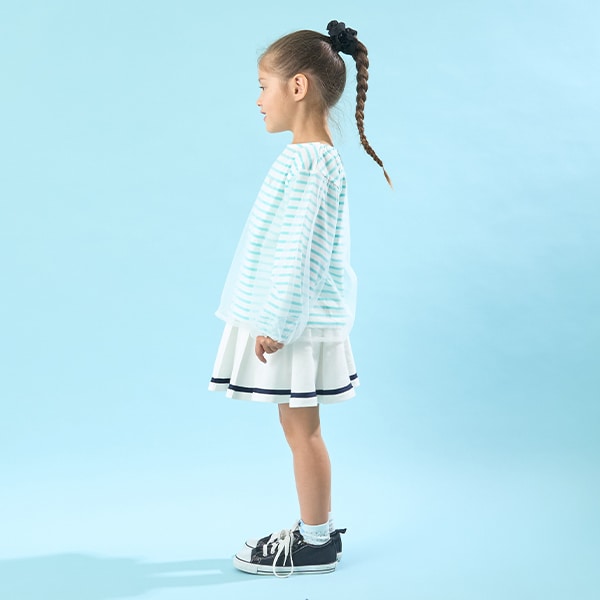 Japanese children's clothing Ly# mine mesh sleeve top 100-150cm girls spring and summer TOPS