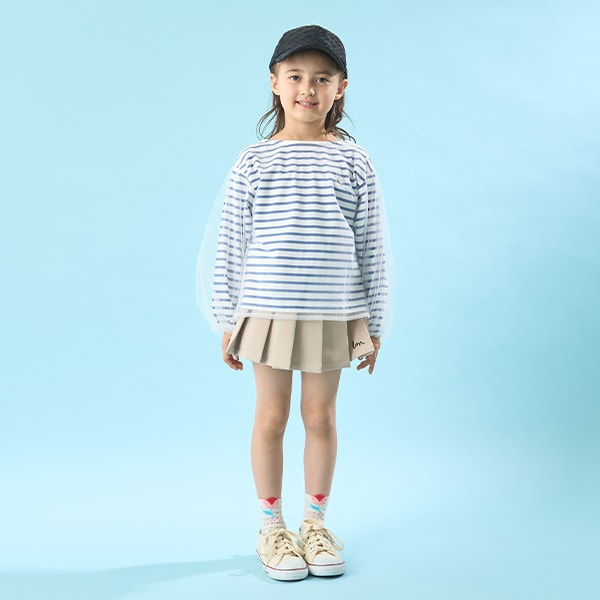 Japanese children's clothing Ly# mine mesh sleeve top 100-150cm girls spring and summer TOPS