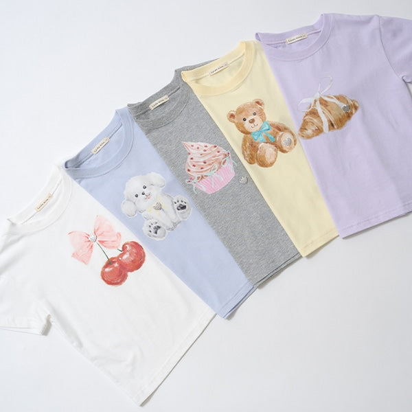 Japanese children's clothing Ly# mine cute pattern top 100-150cm girls spring and summer TOPS