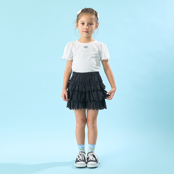 Japanese children's clothing Ly# mine heart embroidered top 100-150cm girls spring and summer TOPS